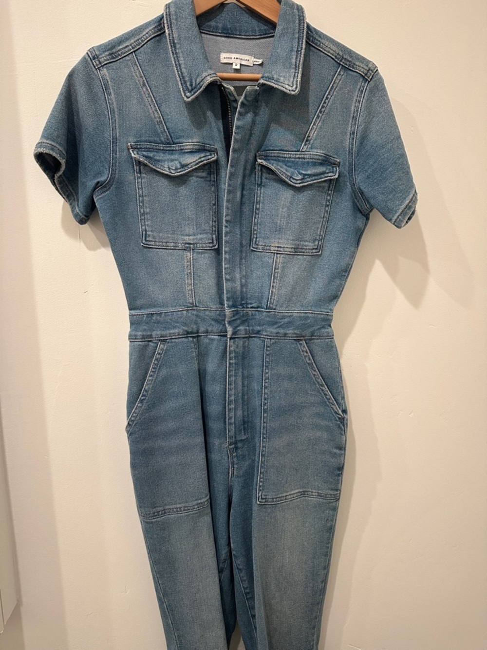 Good American Light Blue Denim Jumpsuit